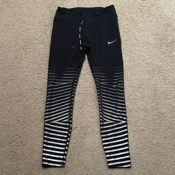 Nike Pants - Nike Womens Pull On Dri-Fit Joggers with Silver Reflective Black Stripes Size M